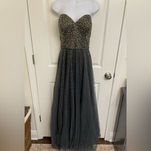 Beautiful Grey Studded Le Femme Evening Gown -size 12